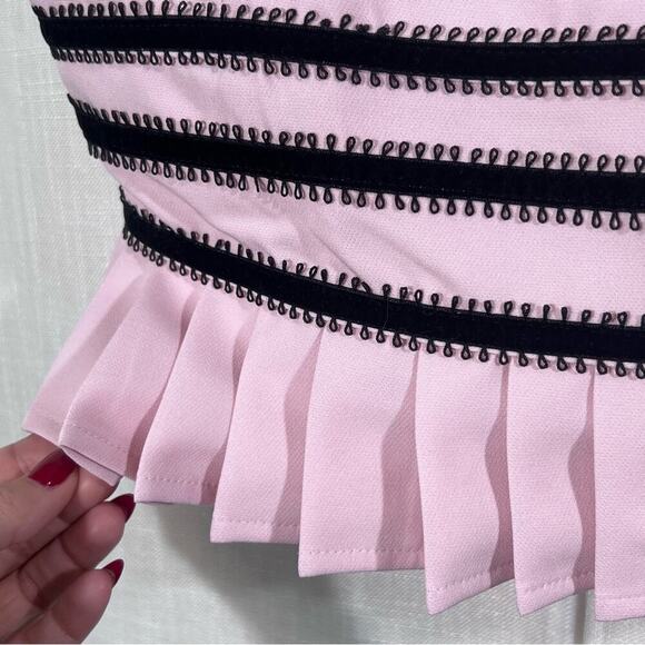 Forever 21 NWT Baby Pink Pleated Lace Trim Babydoll Crop Top Sz M - Picture 8 of 14